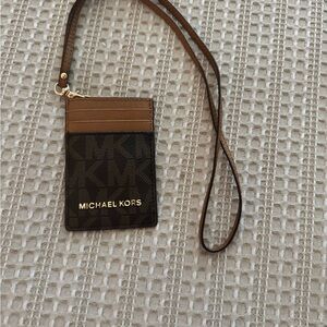 Michael Kors Tan and Black Lanyard Card Holder